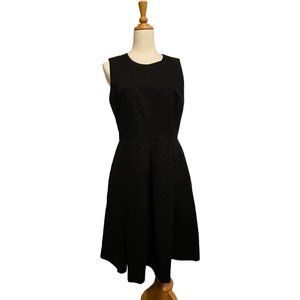 GAP Women Tiny Textured Polka Dot Pleated Dress w/ Pockets Black Size 8 Holiday